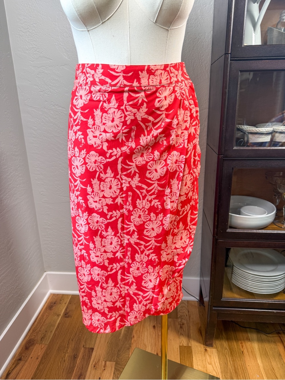 Ripskirt Hawaii Red Pink Tropical Floral Wrap Travel Skirt Size L